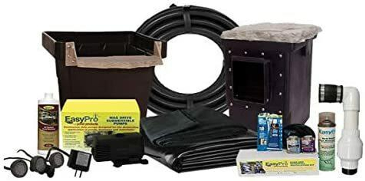 EasyPro Pond Products ET66FB Pro-Series Mini Pond Kit - Everything a Do-It-Yourselfer Needs to Build a Beautiful 6�x6� x2� Deep, 400 Gallon Water Garden or Koi Pond with Professional Grade Products