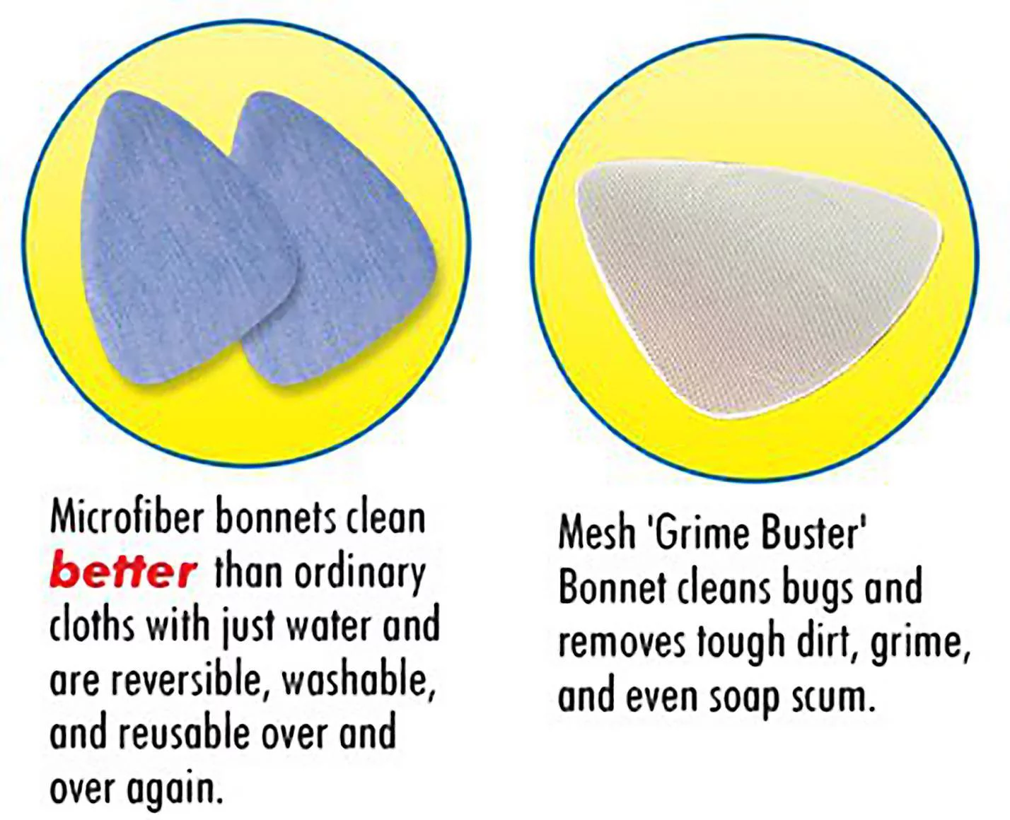 Ontel - Glass Wizard Replacement Pro Microfiber Bonnet Cloth for Glass Window Cleans Shine - Blue