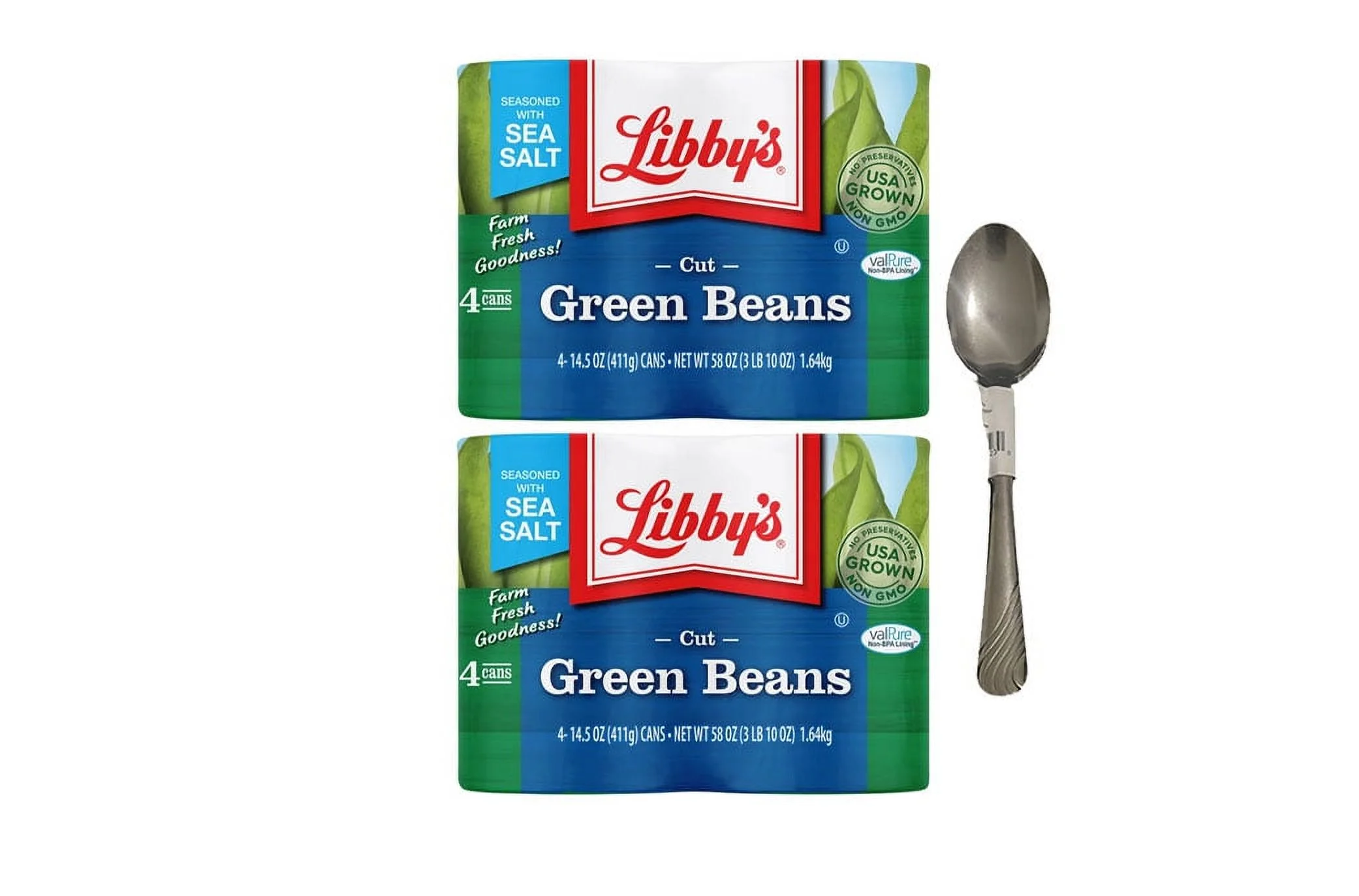 (8 Count) Libby Cut Green Beans, Canned Vegetables, 14.5 oz With Spoon