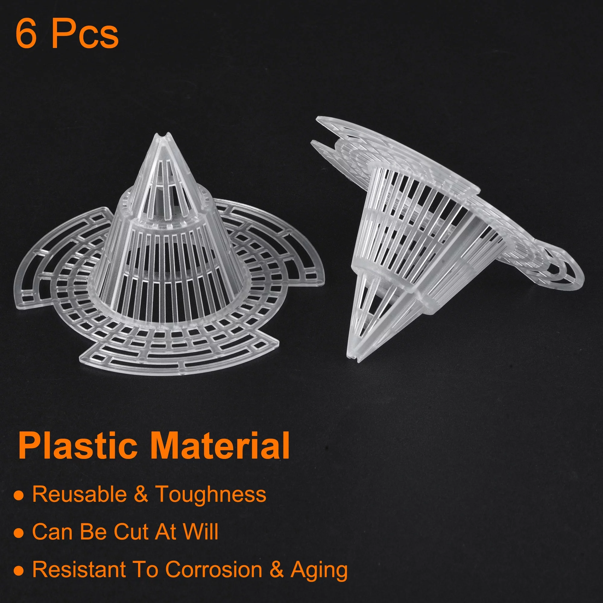 Uxcell Plastic Flower Pot Hole Mesh Pad Cone Shape Plants Bottom Grid Drainage Screen, 110x110x65mm White Pack of 6