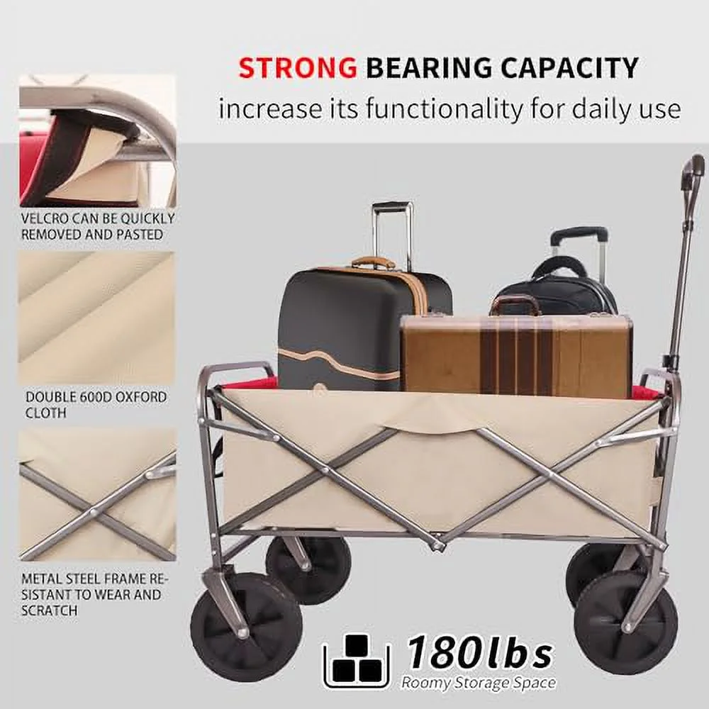 Collapsible Foldable Wagon Outdoor Garden Cart Multipurpose Micro Collapsible Beach Trolley Cart Camping Folding Sports Wagon for Beach Garden Camping