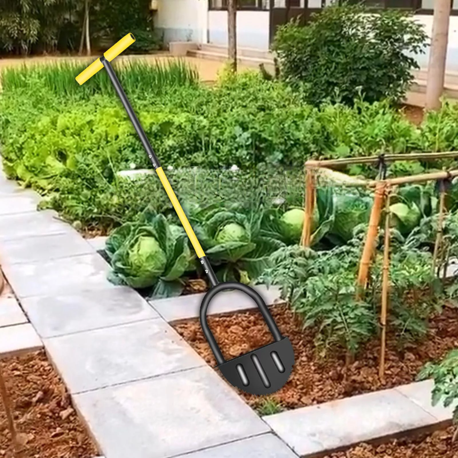 Manual Edger Steel Hand Long Handle Saw Tooth Garden Edger Half Moon Lawn Edger