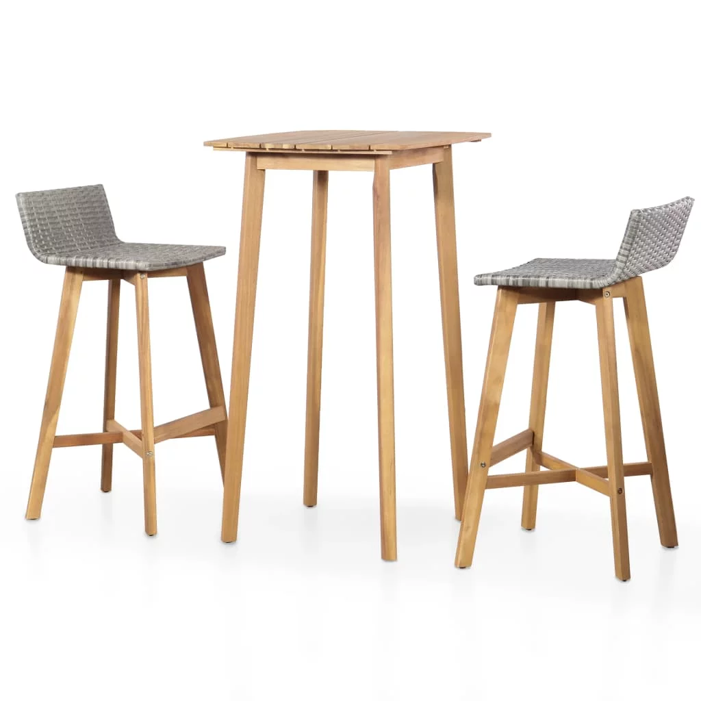 OWSOO 3 Piece Bistro Set Solid Acacia Wood