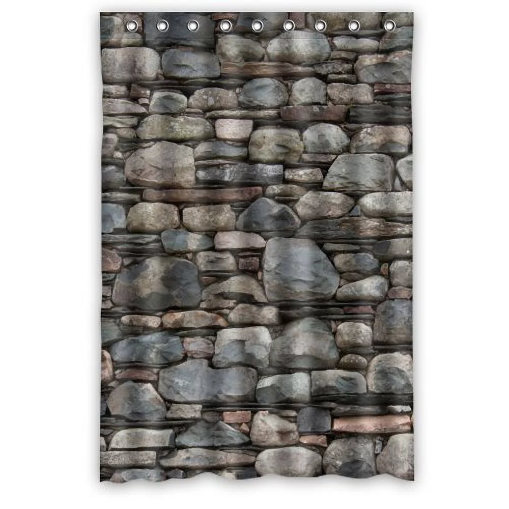 GreenDecor I Love My Home I Love The Stone Wall Waterproof Shower Curtain Set with Hooks Bathroom Accessories Size 48x72 inches