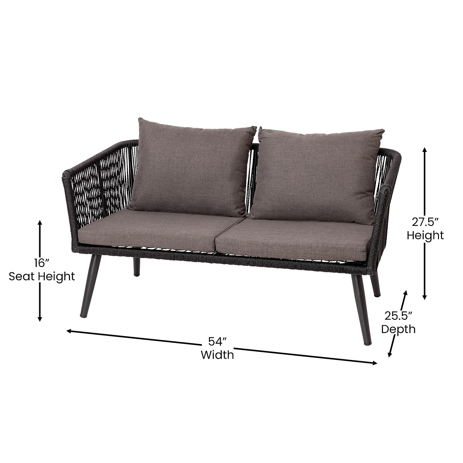 Flash Furniture Kierra Series 4-Piece Aluminum Patio Conversation Set, Gray