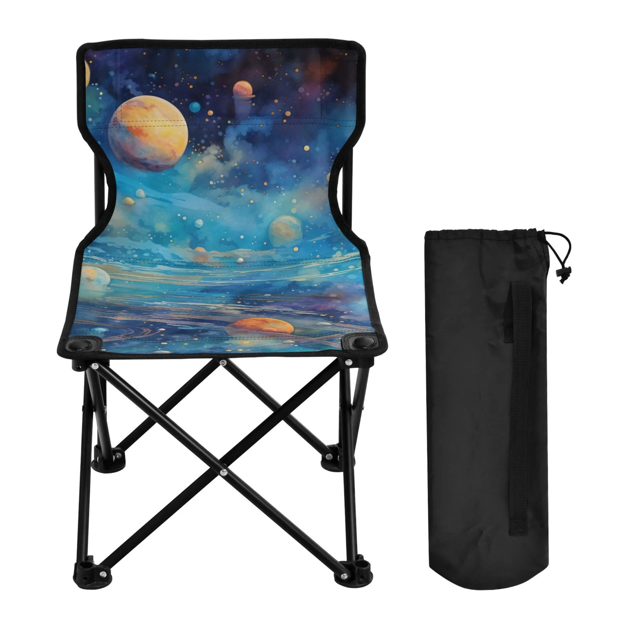 Space Universe Portable Camping Chair Small for Kids Outdoor Folding Beach Chair Fishing Chair Lawn Chair with Carry Bag