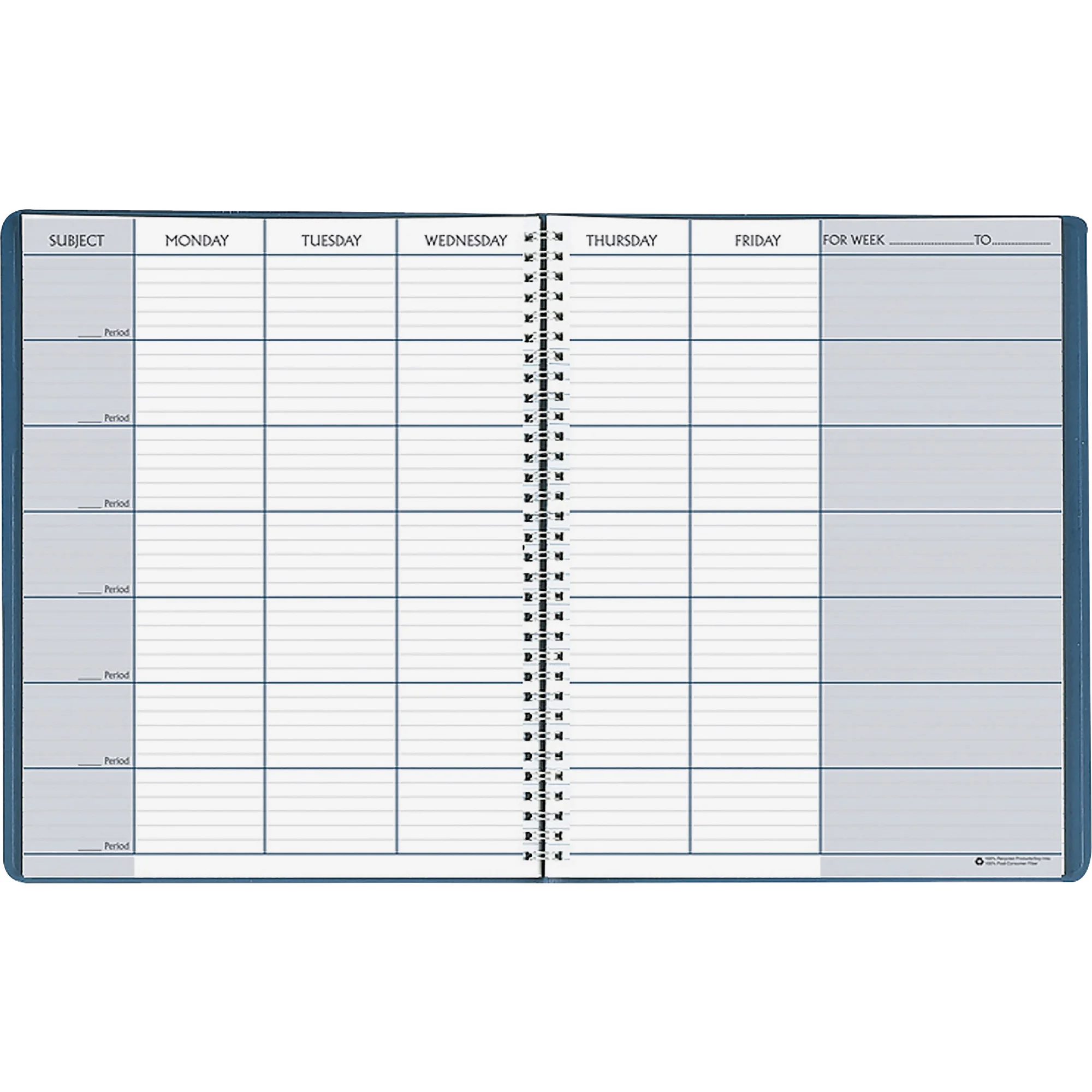 House Of Doolittle Teacher's Planner Embossed Simulated Leather Cover 11 x 8-1/2 Blue 50907
