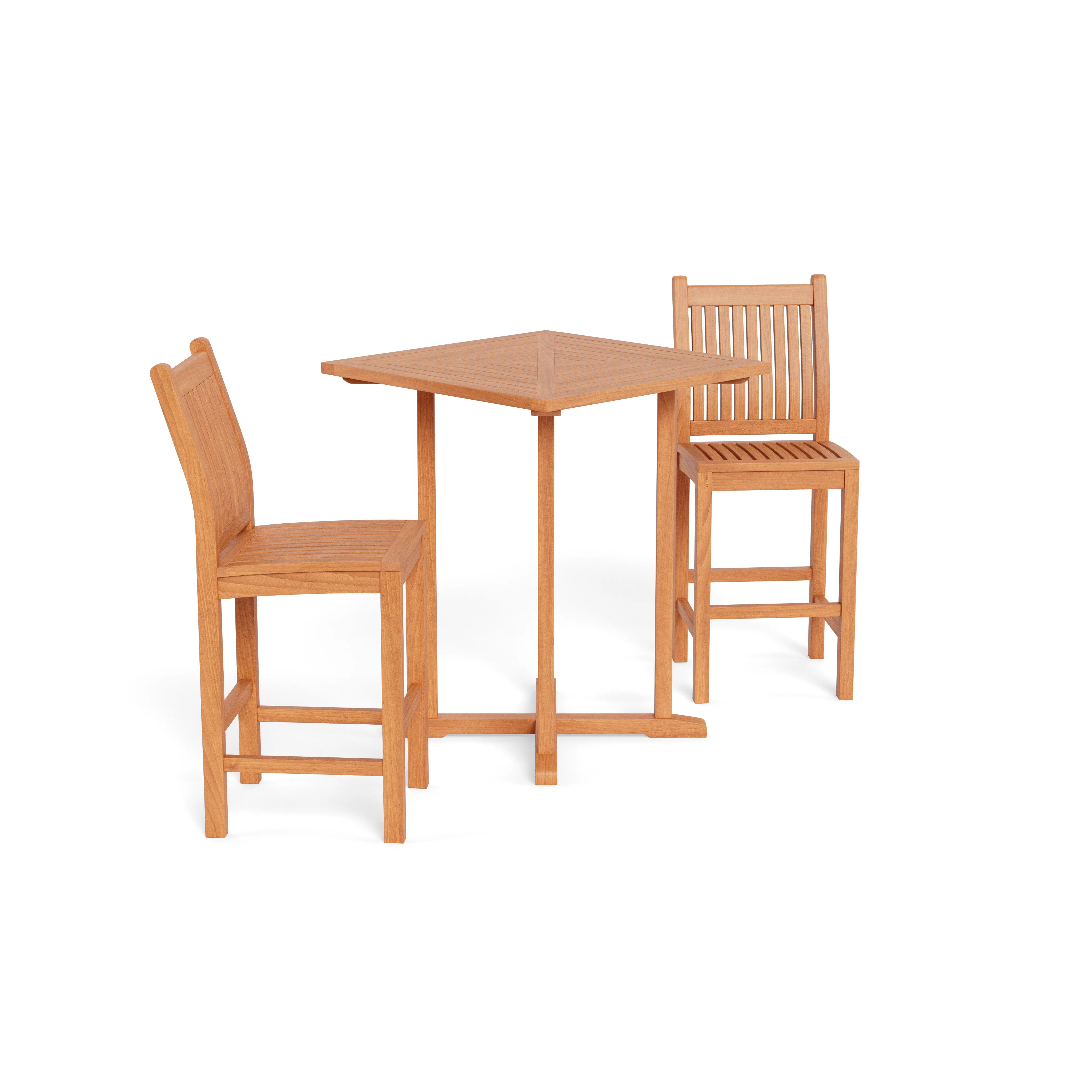 Tortuga Outdoor TK-3PC-BAR Teak Bar Set 2 chairs 1 table, Brown - 3 Piece