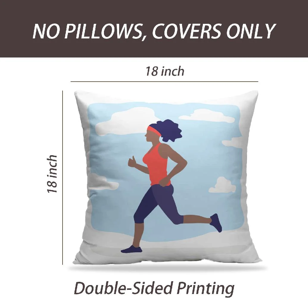 LALILO Throw Pillow Covers Woman Running Girl Jogging African Afro Cushion Cover 18