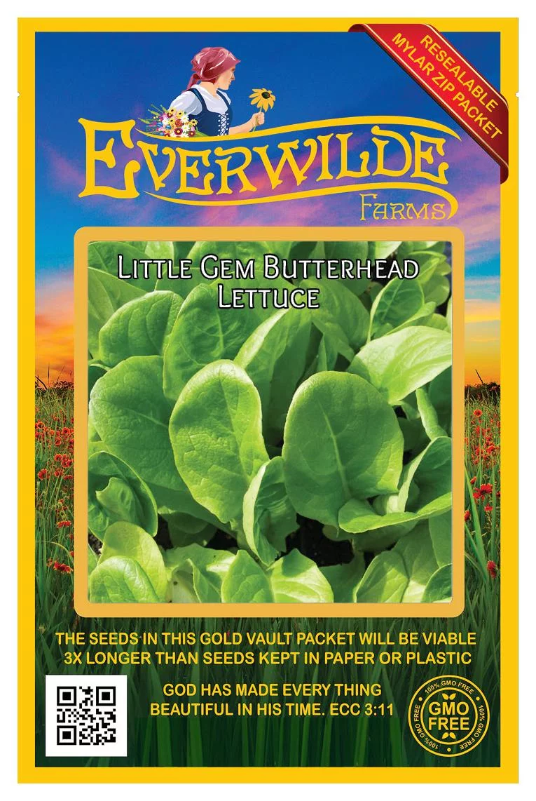 Everwilde Farms - 1000 Little Gem Butterhead Lettuce Seeds - Gold Vault Jumbo Bulk Seed Packet