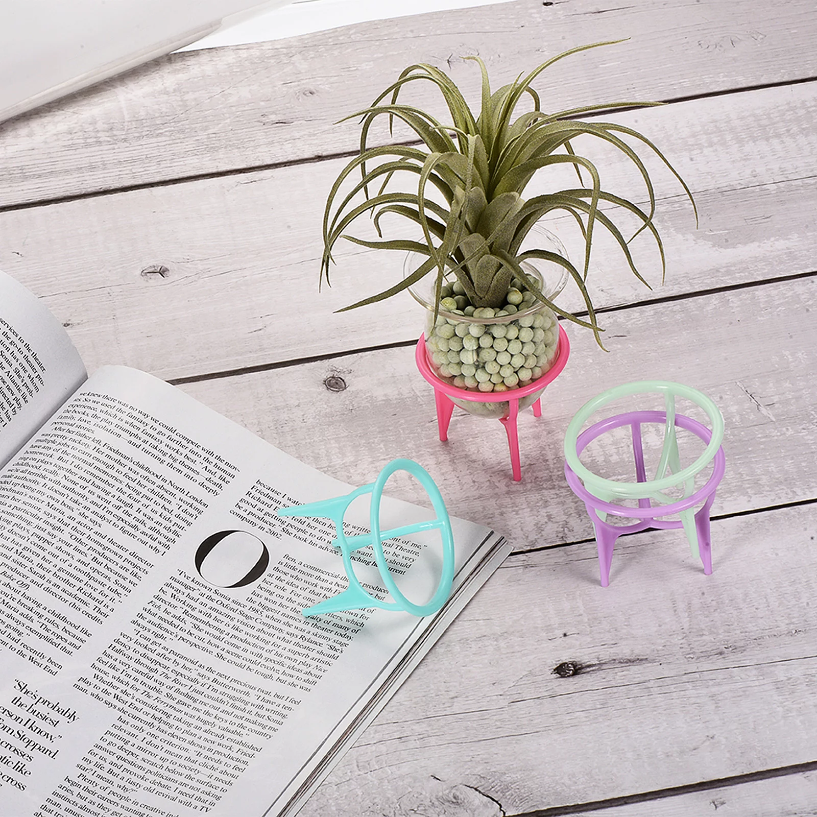 Uxcell Air Plant Stand Holder, Plastic Air Plant Pot Container Tripod Plant Rack, Purple, 20 Pack