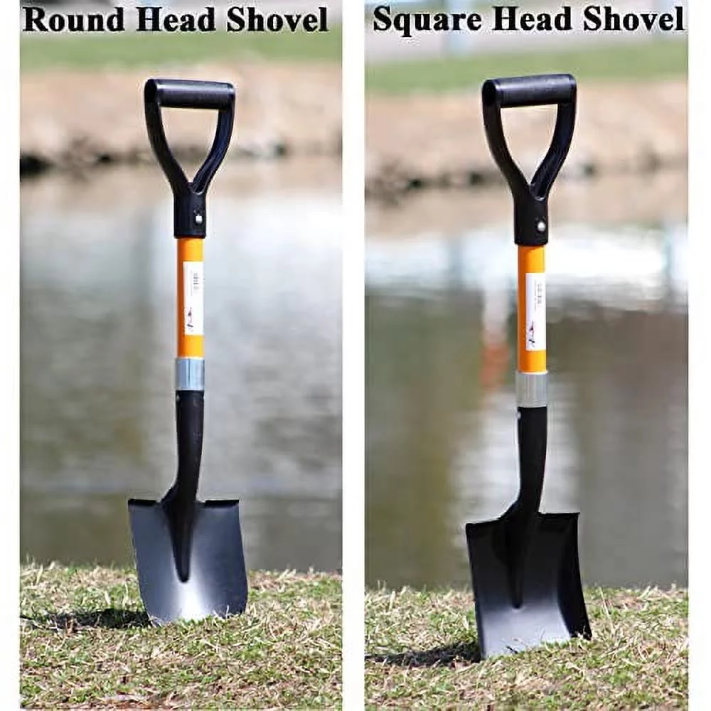 2 Various Assorted Round And Square Shovels (2 Pcs) – 27 Inches In Length With D-Cup Mini Handle Shovels, Sturdy Build And Easy To Use, Firm And Comfortable Durable Handle, Built To Last