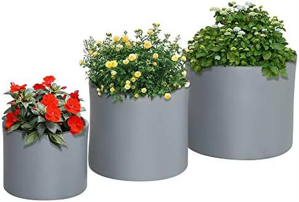 Set Of 3 Outdoor Planter Set, 13/11.5/9In, Mgo Flower s With Drainage Holes, Outdoor Ready & Stackable Plant For Indoor, Entryway, Patio, Yard, Garden