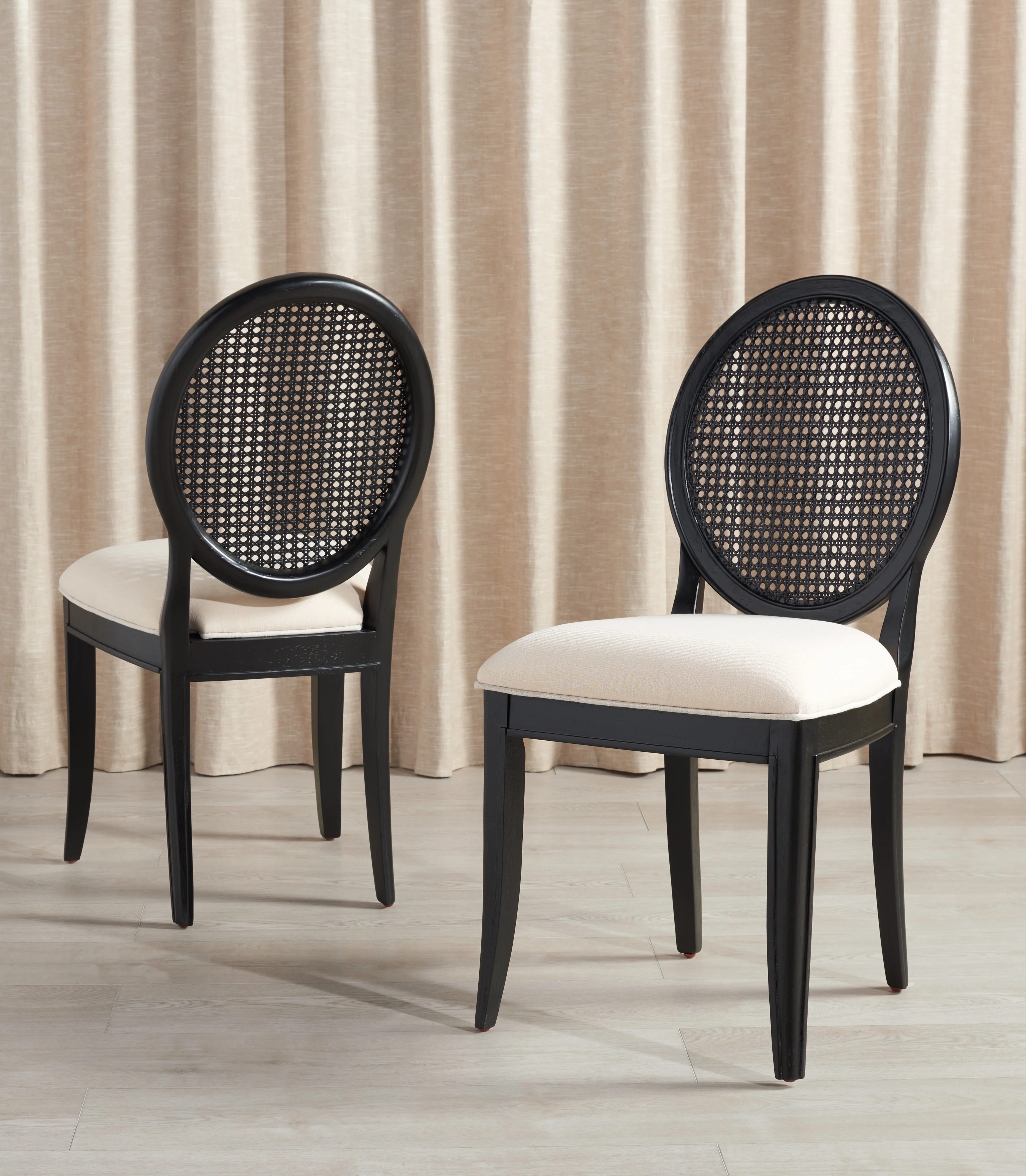 SAFAVIEH Couture Karlee Classic Linen Solid Dining Side Chair, Black/Beige (Set of 2)