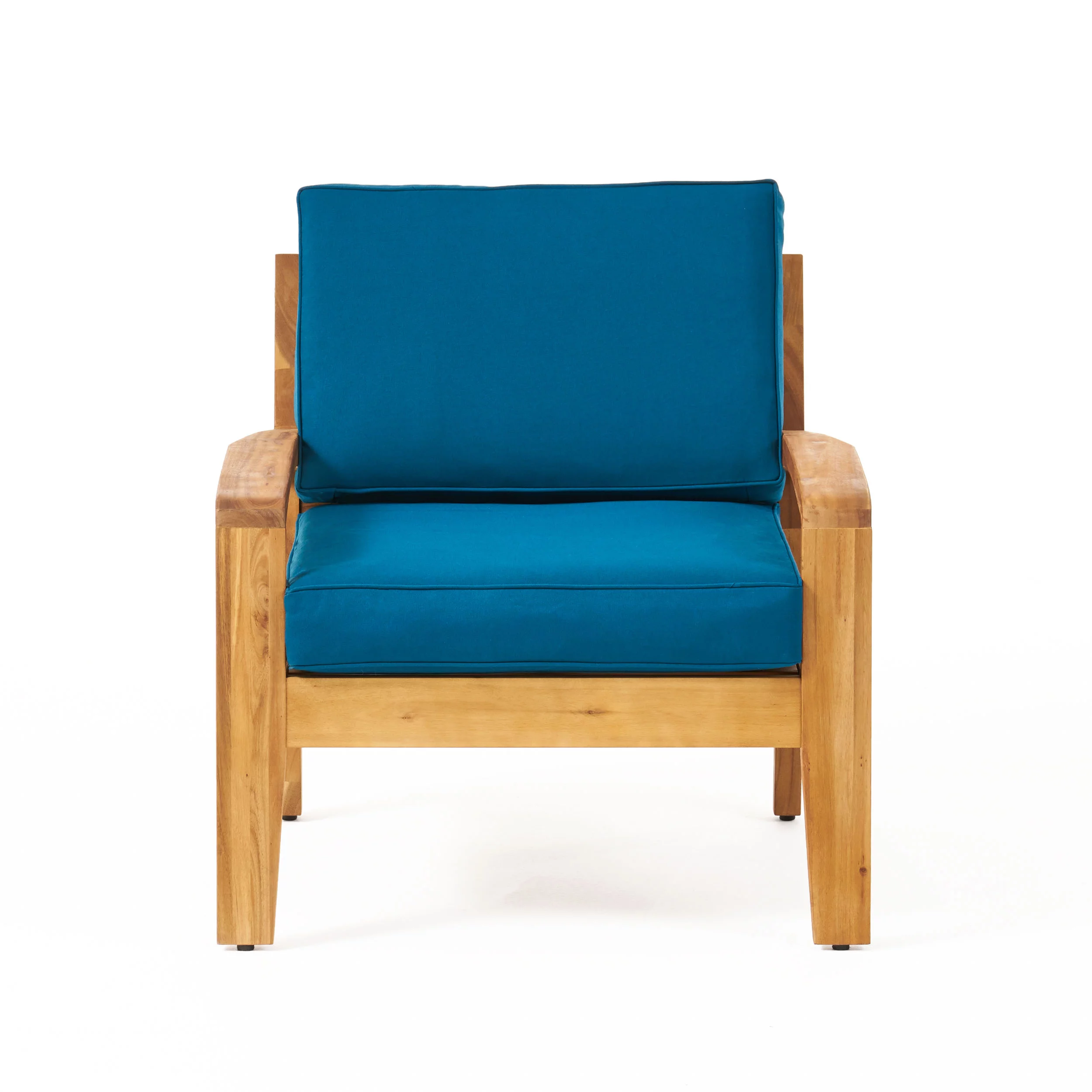 GDFSTUDIO Giselle Patio Conversation Set with Coffee Table, 4-Seater, Acacia Wood, Teak Finish