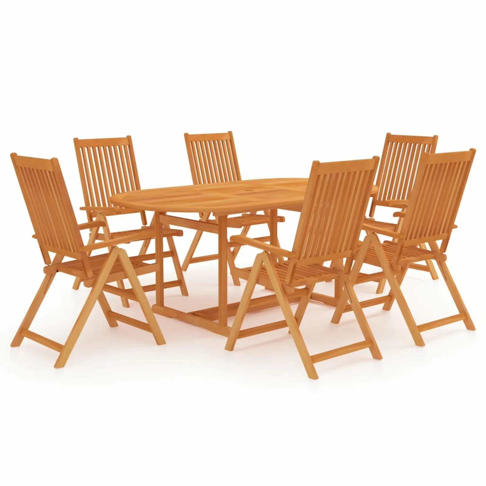 Andoer 7 Piece Garden Dining Set Solid Teak Wood