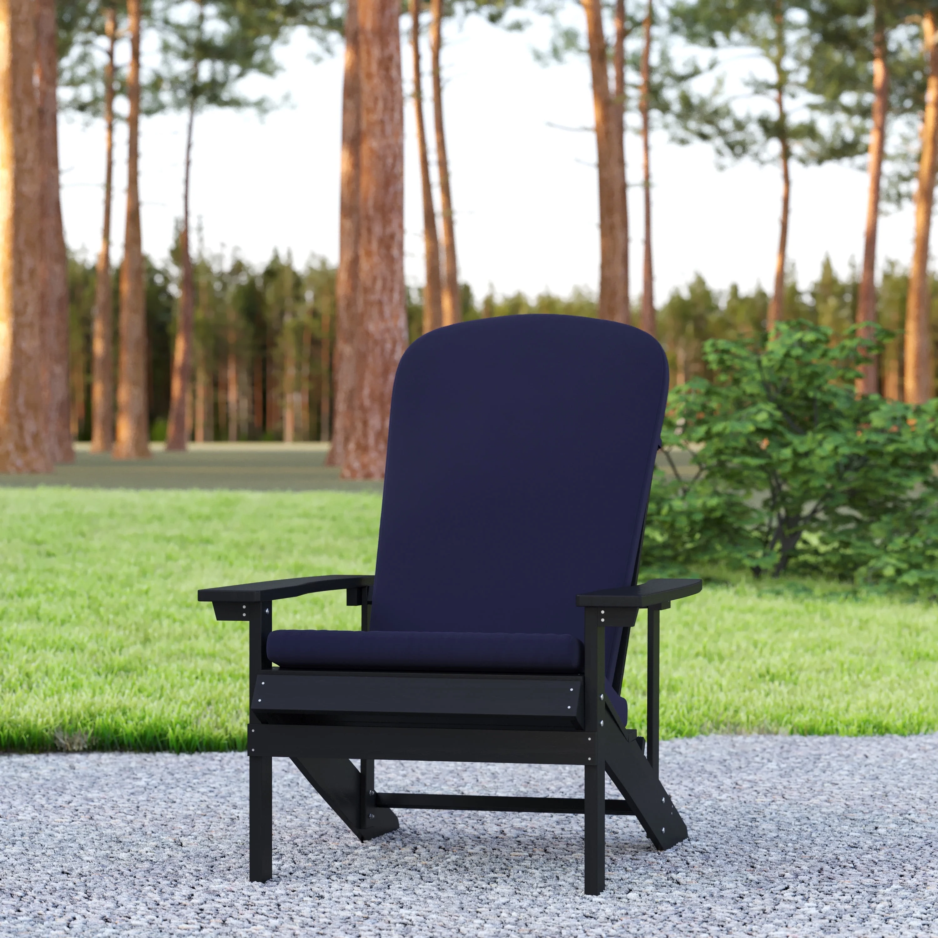 Emma + Oliver Set of Two All-Weather Indoor and Outdoor Cushions for Adirondack Chairs and High Back Patio Chairs in Blue