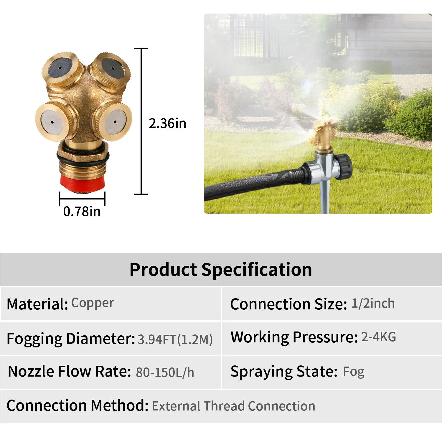 1-4PCS Brass Water Sprinkler Watering Sprayer Automatic System Garden Yard Lawn