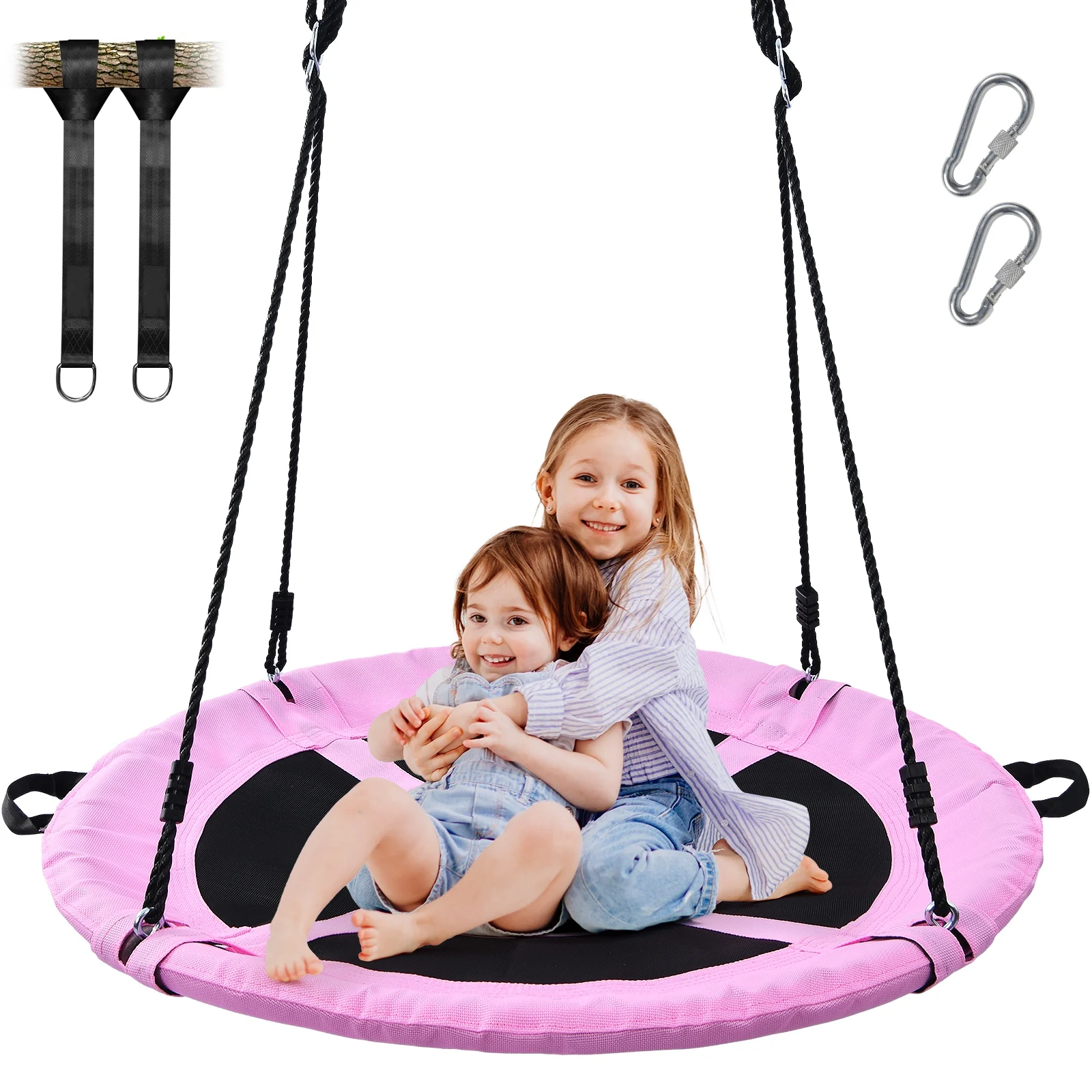 Trekassy 700lb 40 inch Saucer Tree Swing for Kids Adults Waterproof with 2pcs Tree Hanging Straps, Steel Frame and Adjustable Ropes