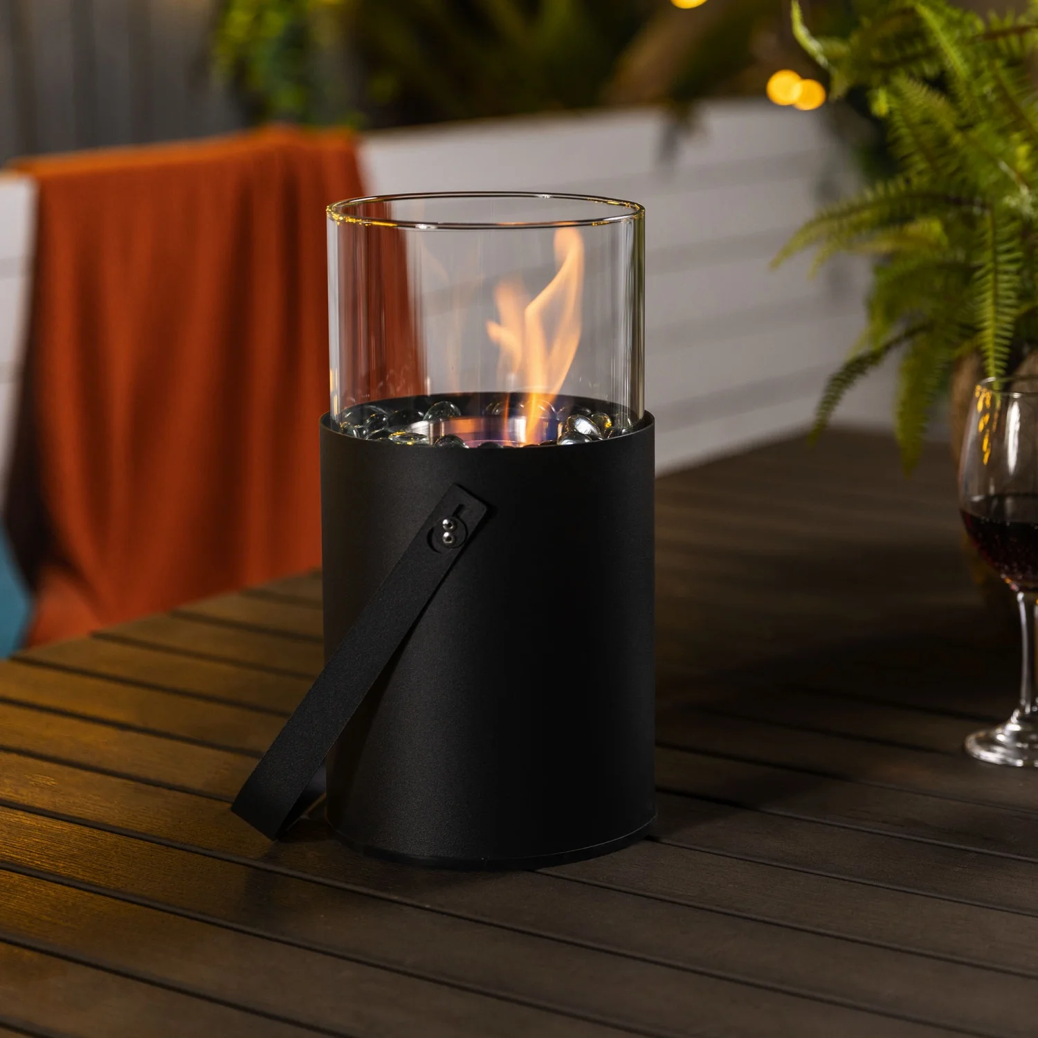 Portable Black Ethanol Mini Tabletop Fire Pit - Perfect for Indoor & Outdoor Use at Dinner Parties and Home Decoration in the Garden