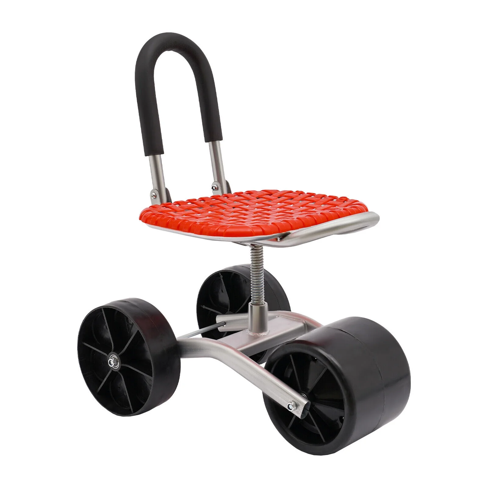 Height Adj. 360° Rotates Gardening Seats W/3 Rolling Wheels Stool Kneeling Pad