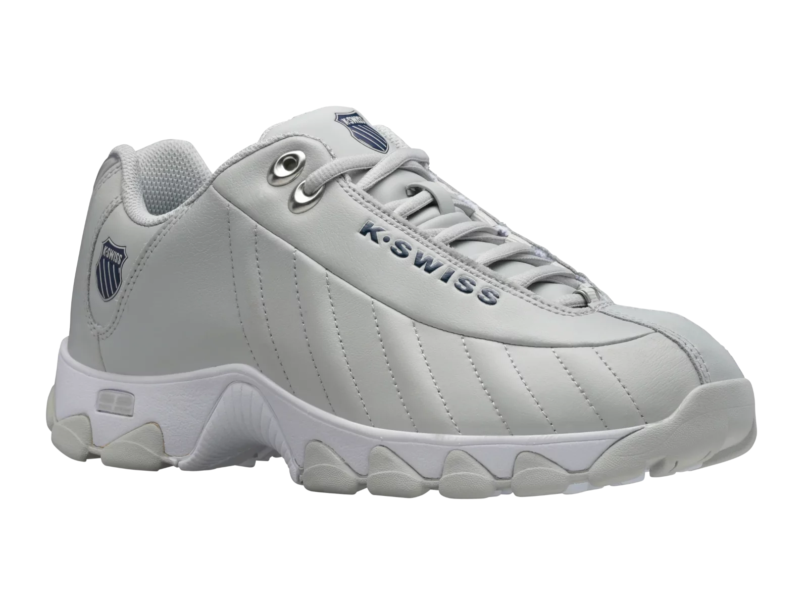 K-Swiss Men ST329 Medium Low Top Sneaker Gray Violet/Navy/White/Gel 06408-029-M Size 7.5 US