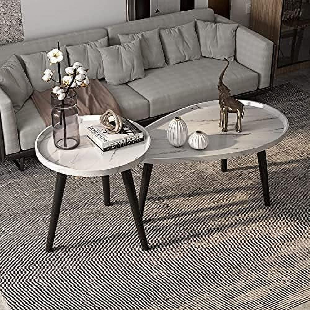 DIKTESSE Wooden Nesting Coffee Table 2 Piece Set  Coffee Table Sofa Table  Small Space Balcony Living Room  Bedroom  Hotel  Easy to Assemble