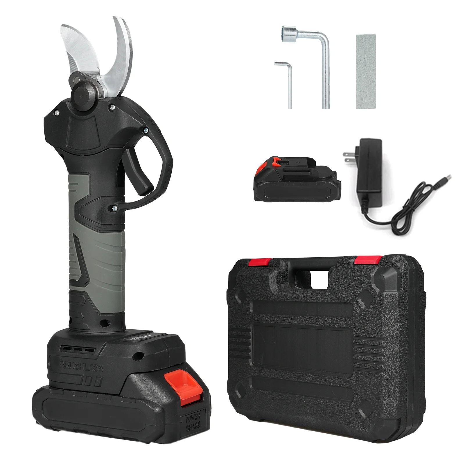 Spirastell Electric scissors,Battery Powered Branch Shears 21V Pruner Clippers 30mm Portable Handheld 30mm Diameter Carry Case 2000mAh Lithium Battery Powered 2000mAh Lithium Battery Ideal Cu