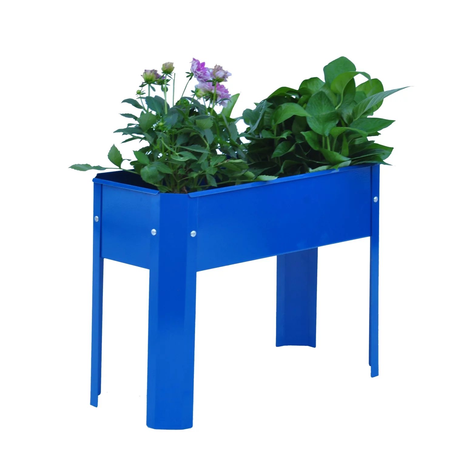 Large Blue Elevated Metal Outdoor Flowerpot Box - Perfect Elevated Garden Bed for Backyard and Terrace  Ideal for Growing Vegetables and Beautiful Flowers in Style. Add a touch of sophist