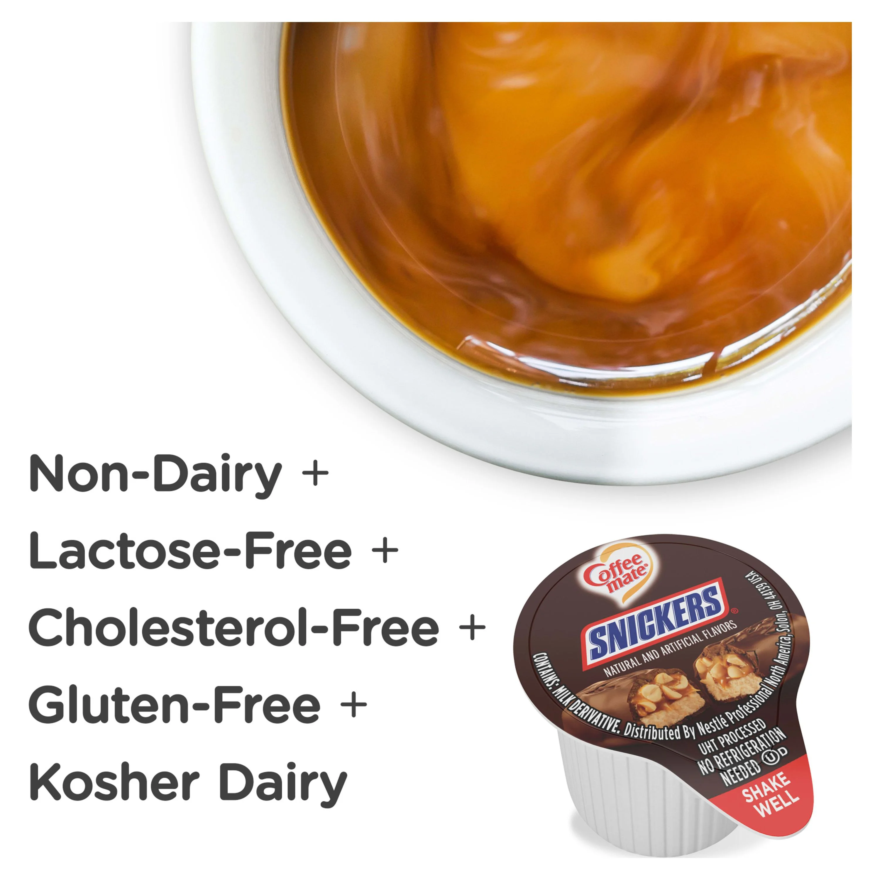 Coffee mate Snickers Non-Dairy Creamer, 0.375 fl oz, 50 Count Tubs