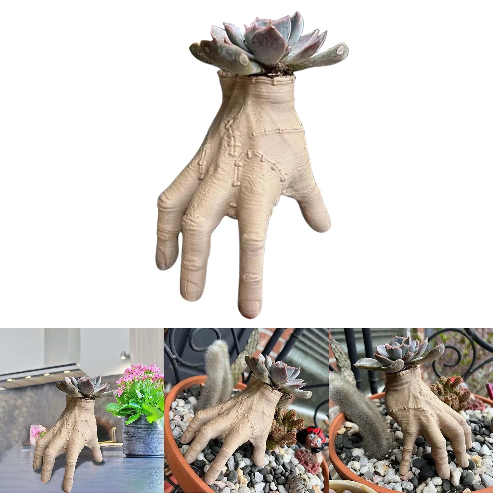 SIfdSeng Family Broken Hand Flower Pot Atmosphere Decoration Outdoor Horticultural Supplies Dad Gifts for Fathers Day Funny 4th of July Accessories July 4th Decorations