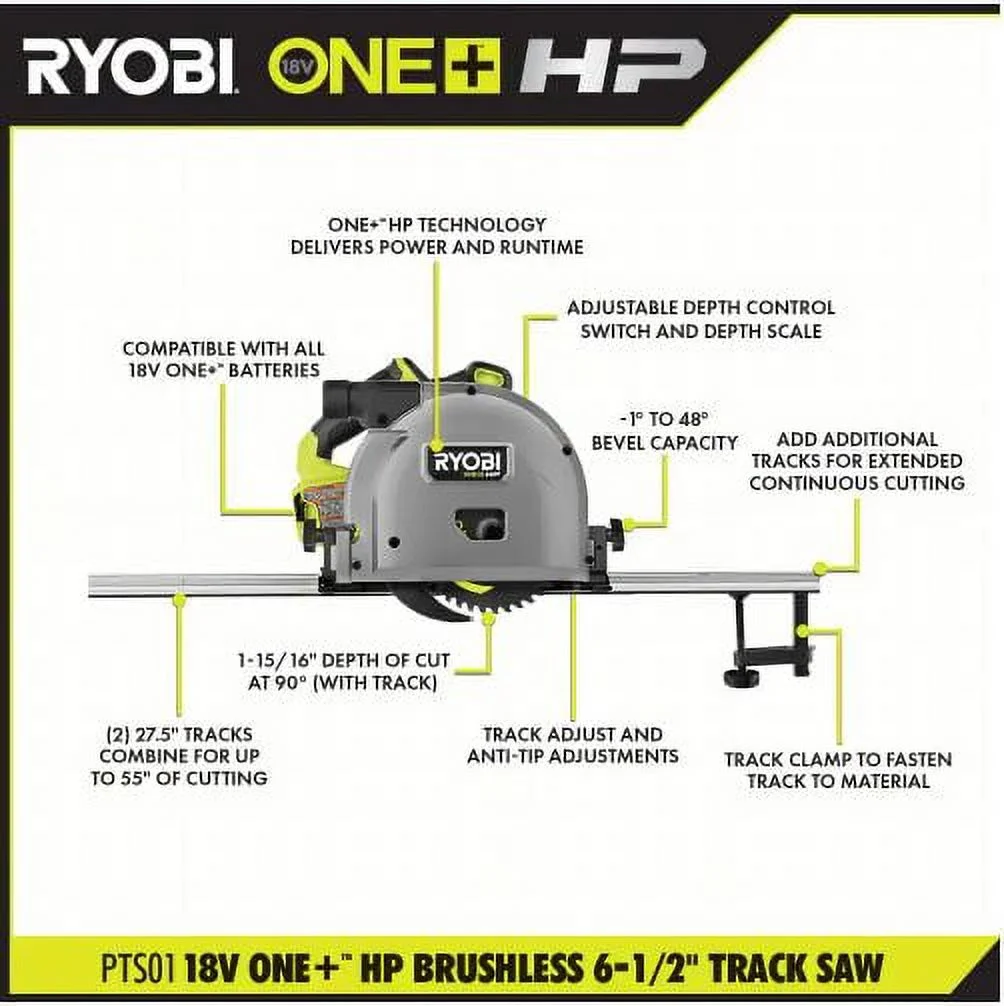 RYOBI ONE+ HP 18V Brushless Cordless 6-1/2 in. Track Saw (Tool Only)