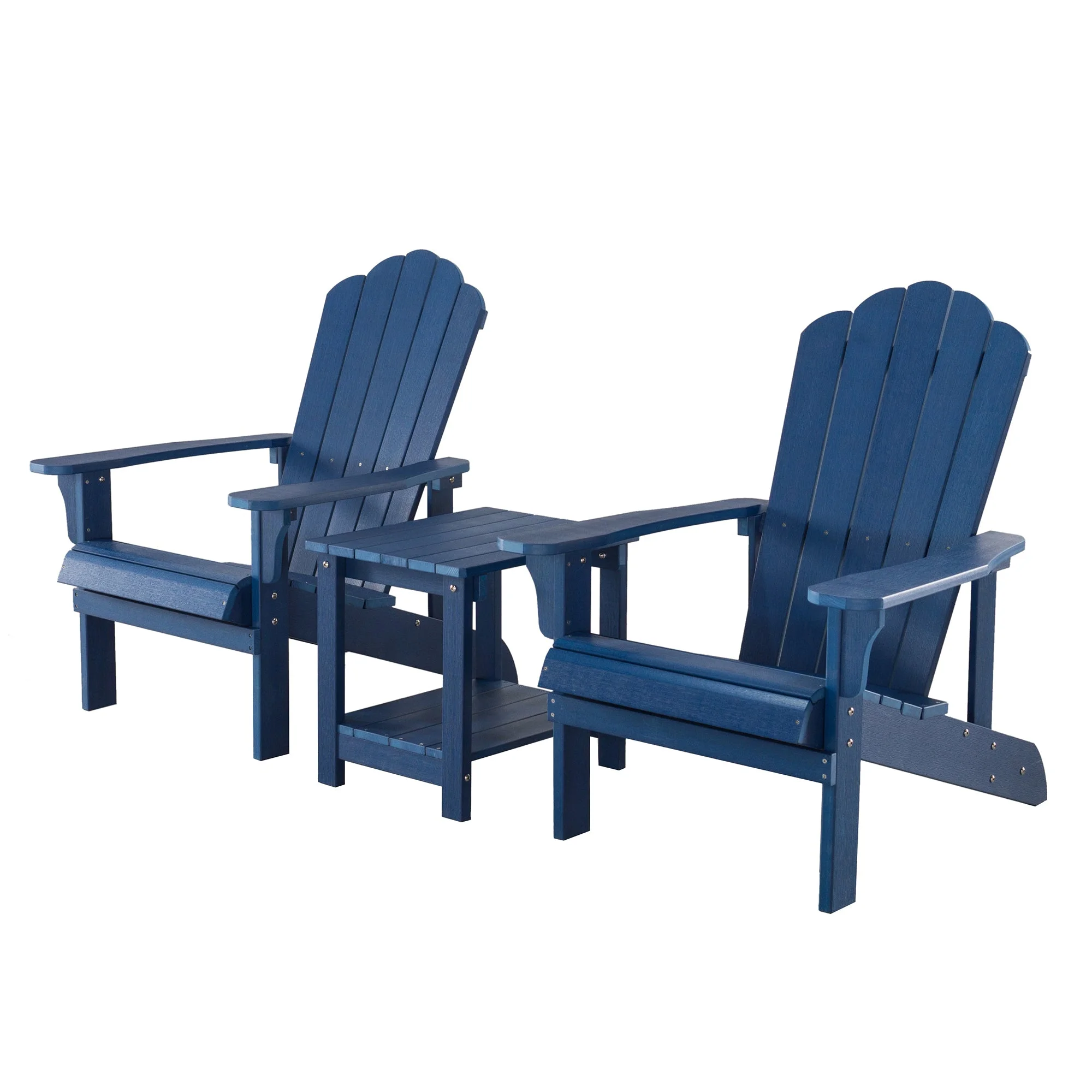 Urbina 3 Pc Outdoor Adirondack Chairs Set - Blue