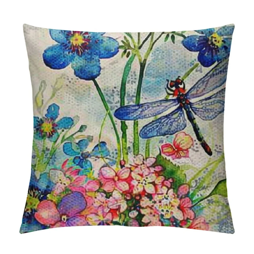 PRATYUS Rustic Romantic Outdoor Floral Decor Throw Pillow Covers Hydrangea Flowers Bird Nest Bottle Dragonflies Butterflies  Pillowcase Home Sofa Cushion Cover 12x12in
