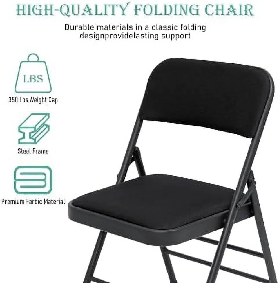 ZFGSUIJN 4 Pack  Folding Chairs with PVC Padded Seats and Back for Office  Portable Commercial  with Steel Frame for Home Wedding Party Outdoor Events  330lb Capacity