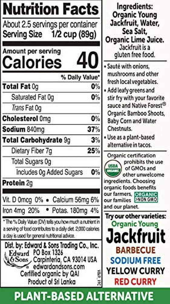 Native Forest Organic Jackfruit, Vegan Meatless Alternative, 14 Ounce Cans (Pack of 6)