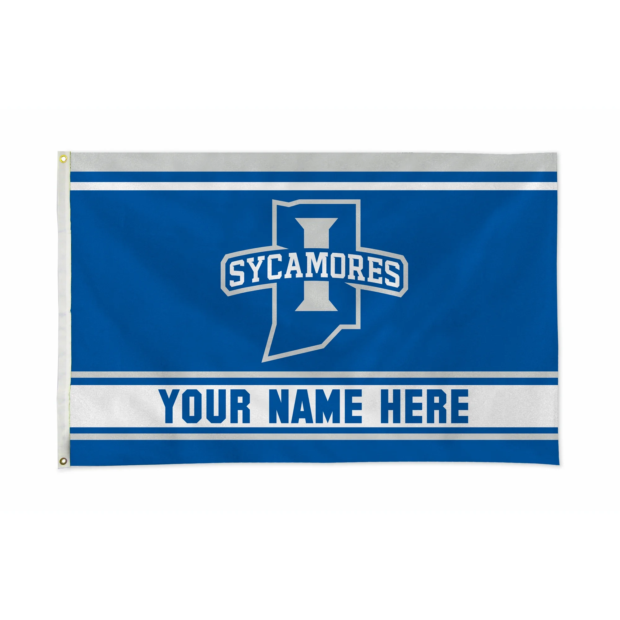 Rico Industries NCAA  Indiana State Sycamores  Personalized - Custom 3' x 5' Banner Flag - Made in The USA - Indoor or Outdoor Décor