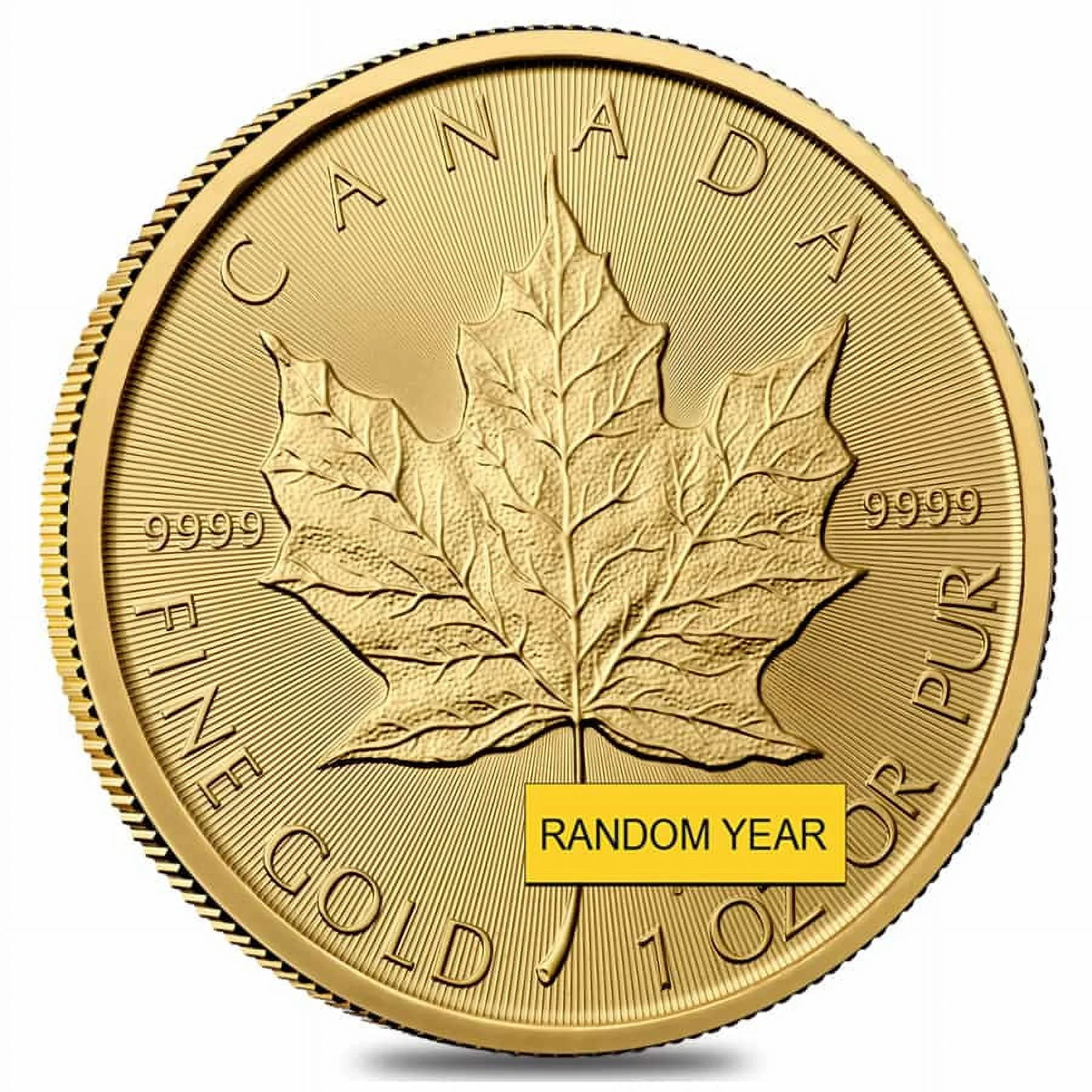 Lot of 5 - 1 oz Canadian Gold Maple Leaf $50 Coin (Random Year)