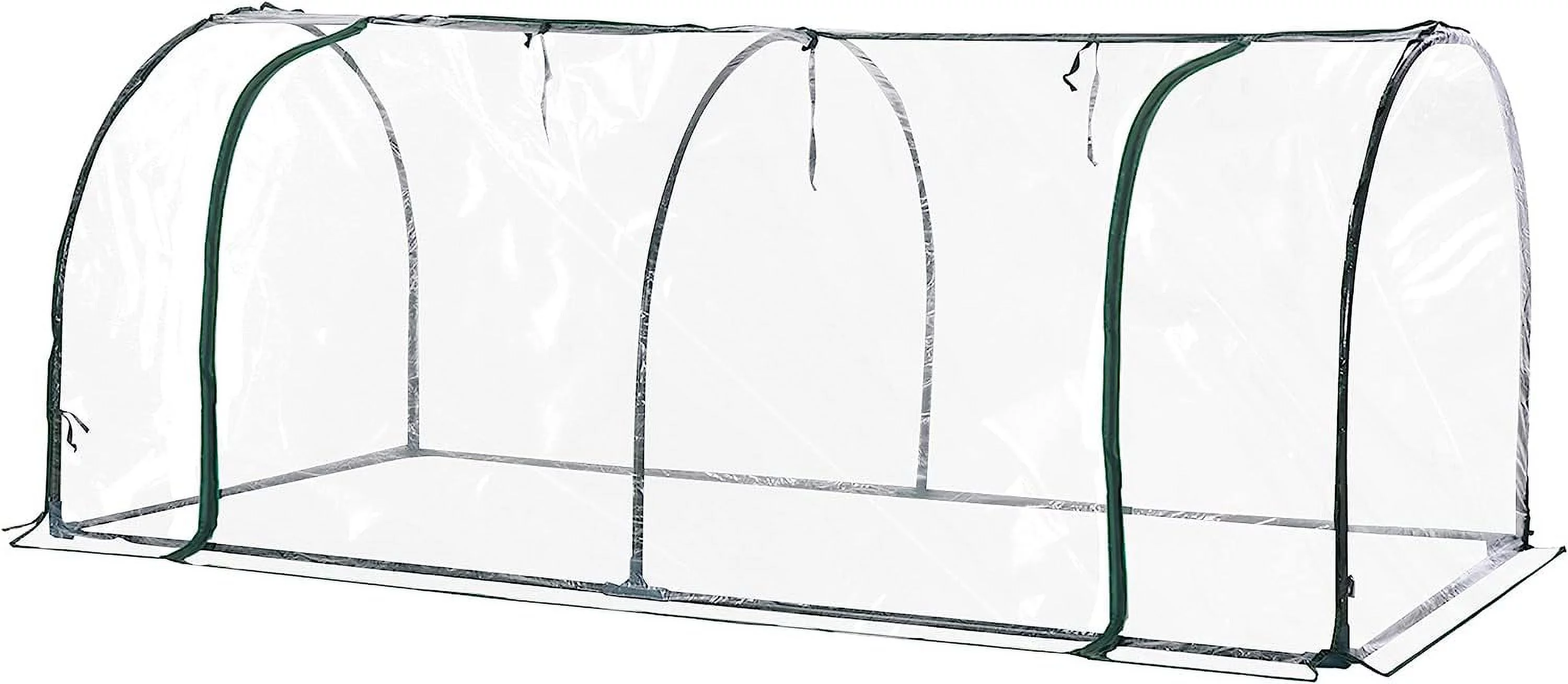 7' L X 3' W X 2.5' H Portable Tunnel Greenhouse For Outdoor Garden Hot House With 4 Zippered Doors, PVC Cover