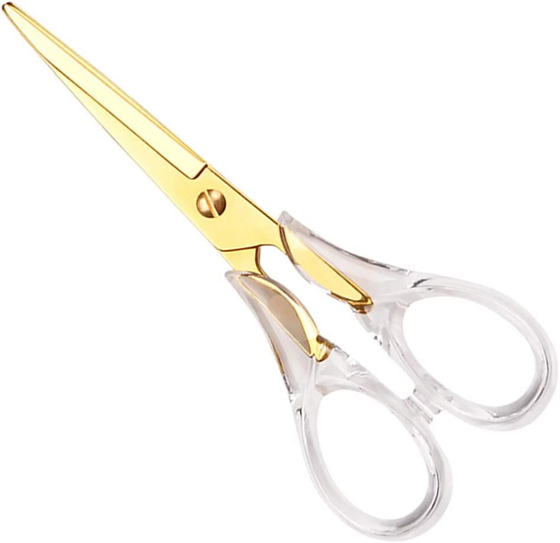 Creechwa Gold Acrylic Scissors, Stainless Steel Craft Scissors, Clear Stylish Scissors Stationery Tool for Office, Home, School