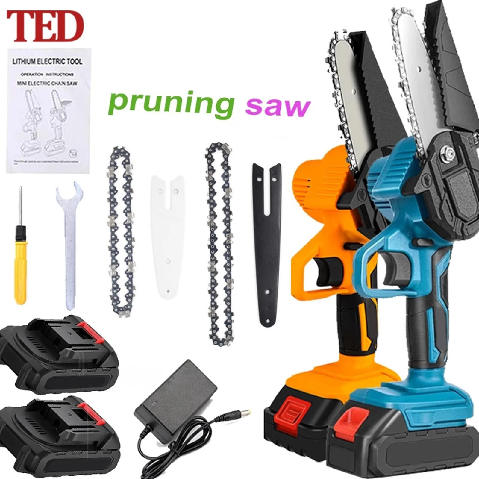 1 Set Sharp Chains and Guides Set Steel Handheld Electric Pruning Power Upgraded Durable Cutting Tree ,