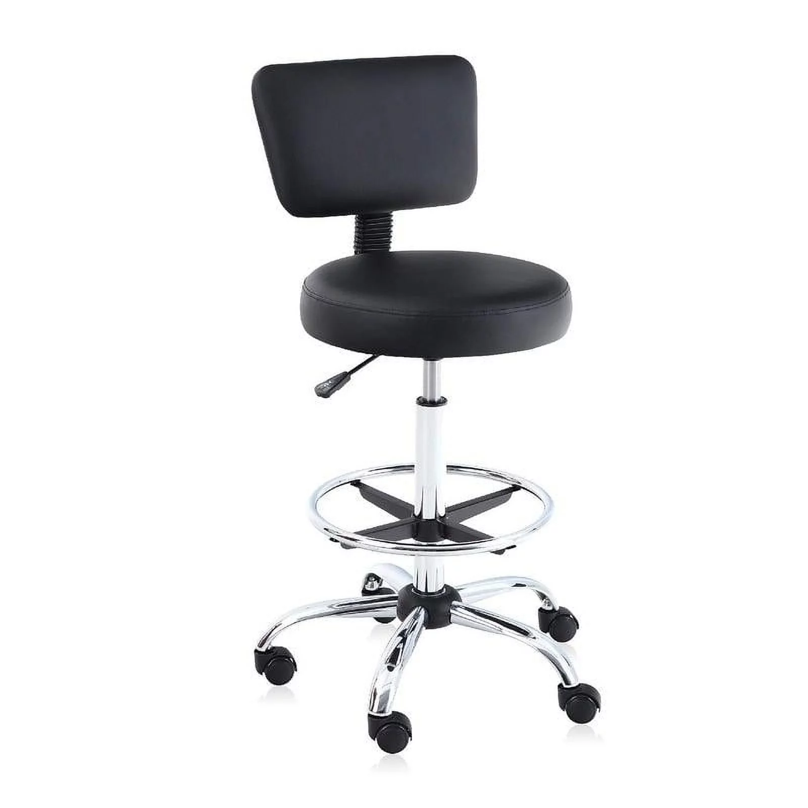 PHI VILLA Adjustable PU Leather Home Office Swivel Chair with Detachable Backrest Black