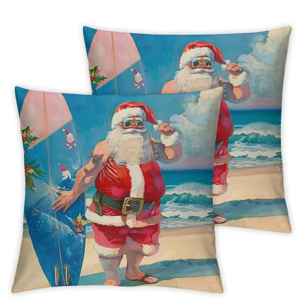 nygtbtfer Beach Christmas Pillow Covers with Decorative Pillow Cases Nautical Coastal Outdoor Decor Cushion Cover for Deck Chair Sofa Couch White