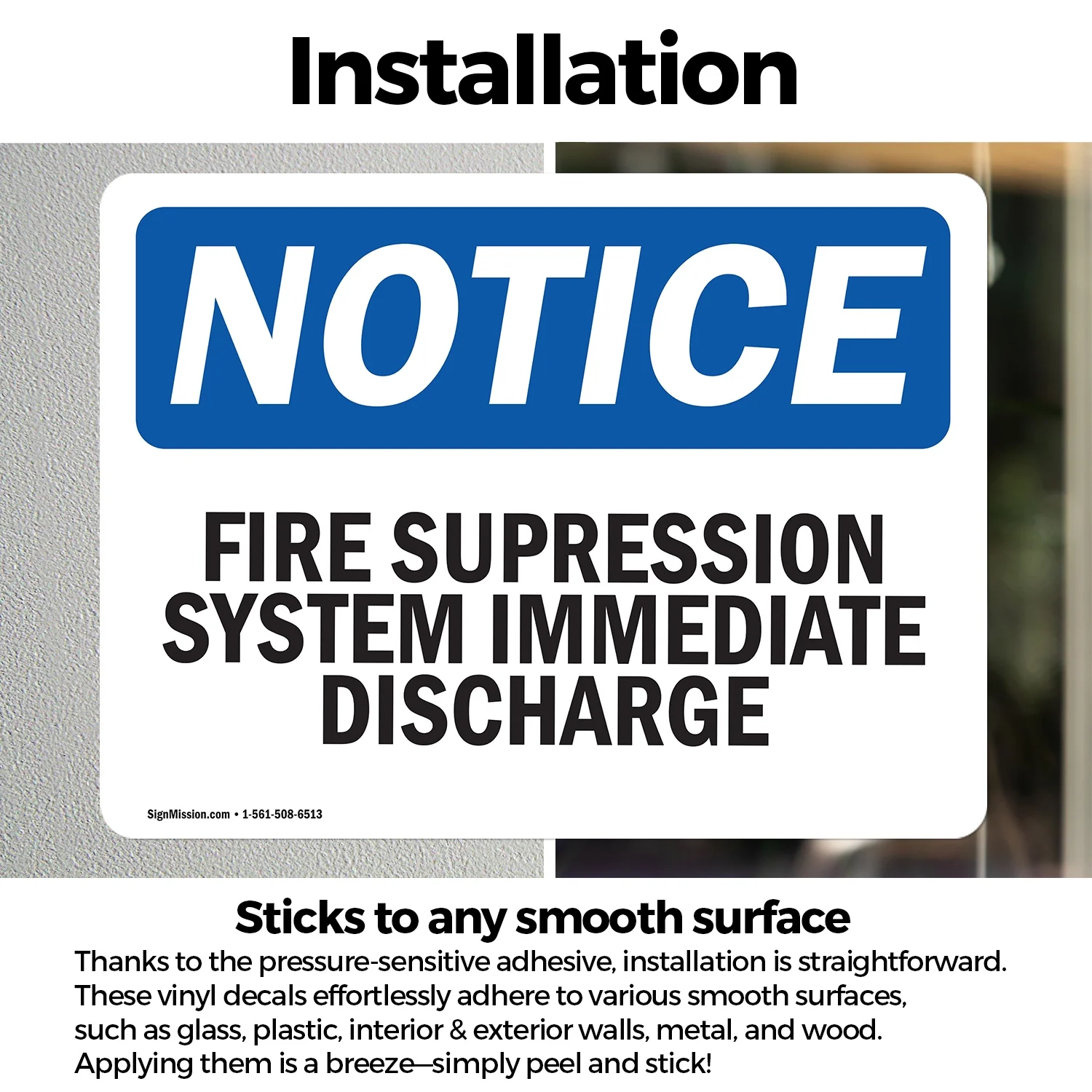 (2 Pack) Fire Suppression System Immediate Discharge OSHA Notice Sign