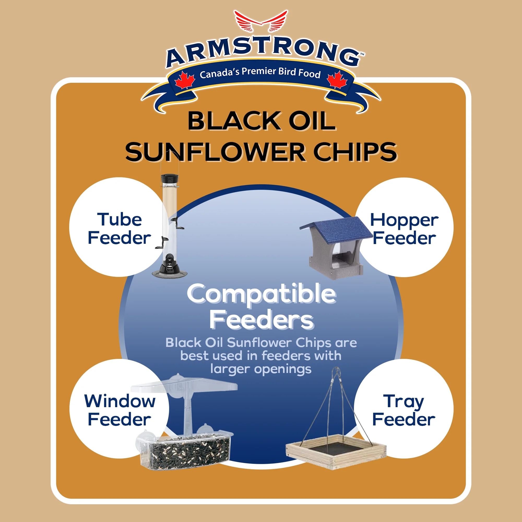 Armstrong Wild Bird Food Black Oil Sunflower Chips Bird Seed Blend, 13lbs