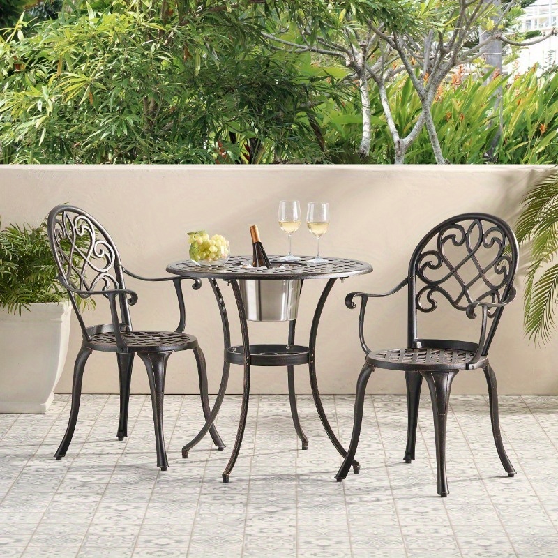 Zateety  3PC CAST BISTRO SET W ICE BUCKET