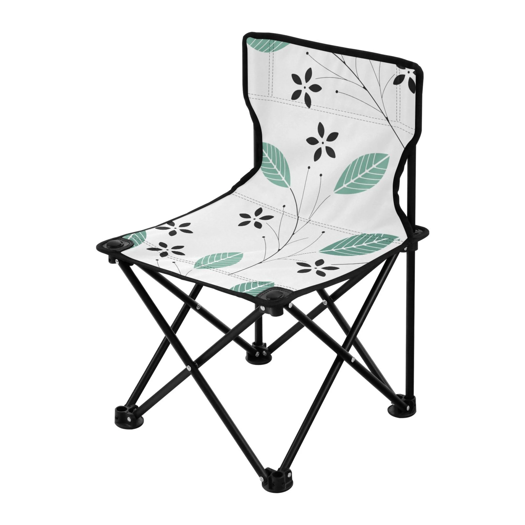 Leaves Flowers Portable Camping Chair Small for Kids Outdoor Folding Beach Chair Fishing Chair Lawn Chair with Carry Bag