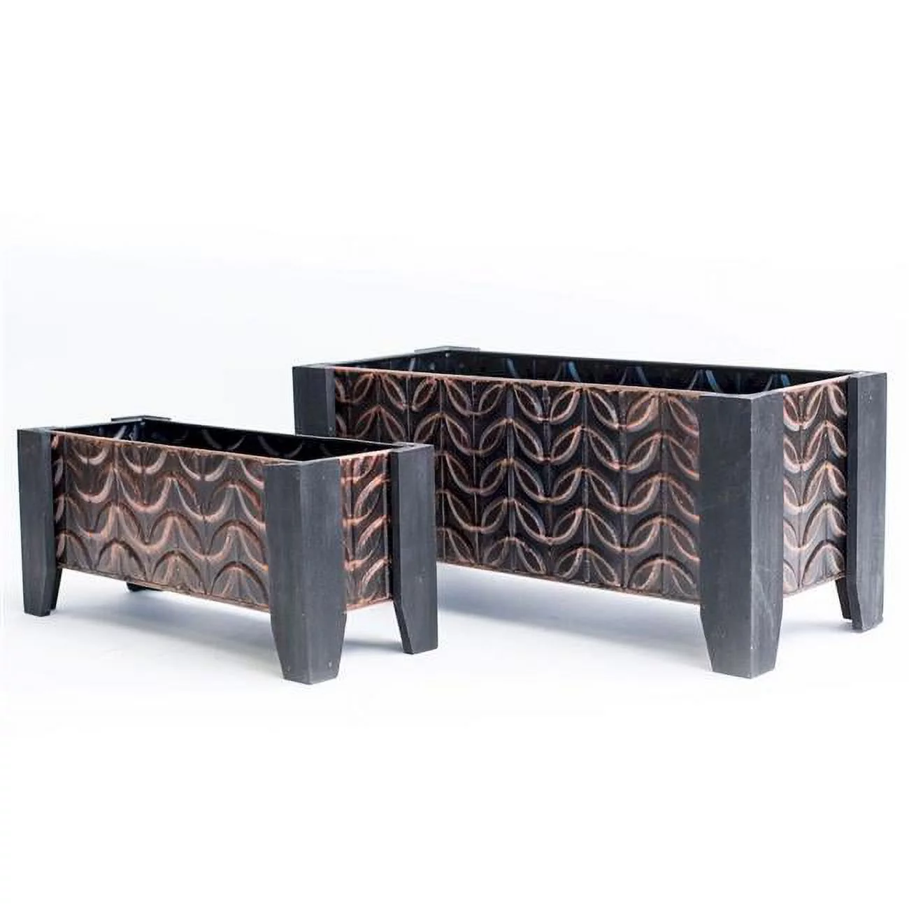 Mr. MJs Trading AI-GG9421 Antique Copper Metal on Legs Rectangular Planters, Set of 2