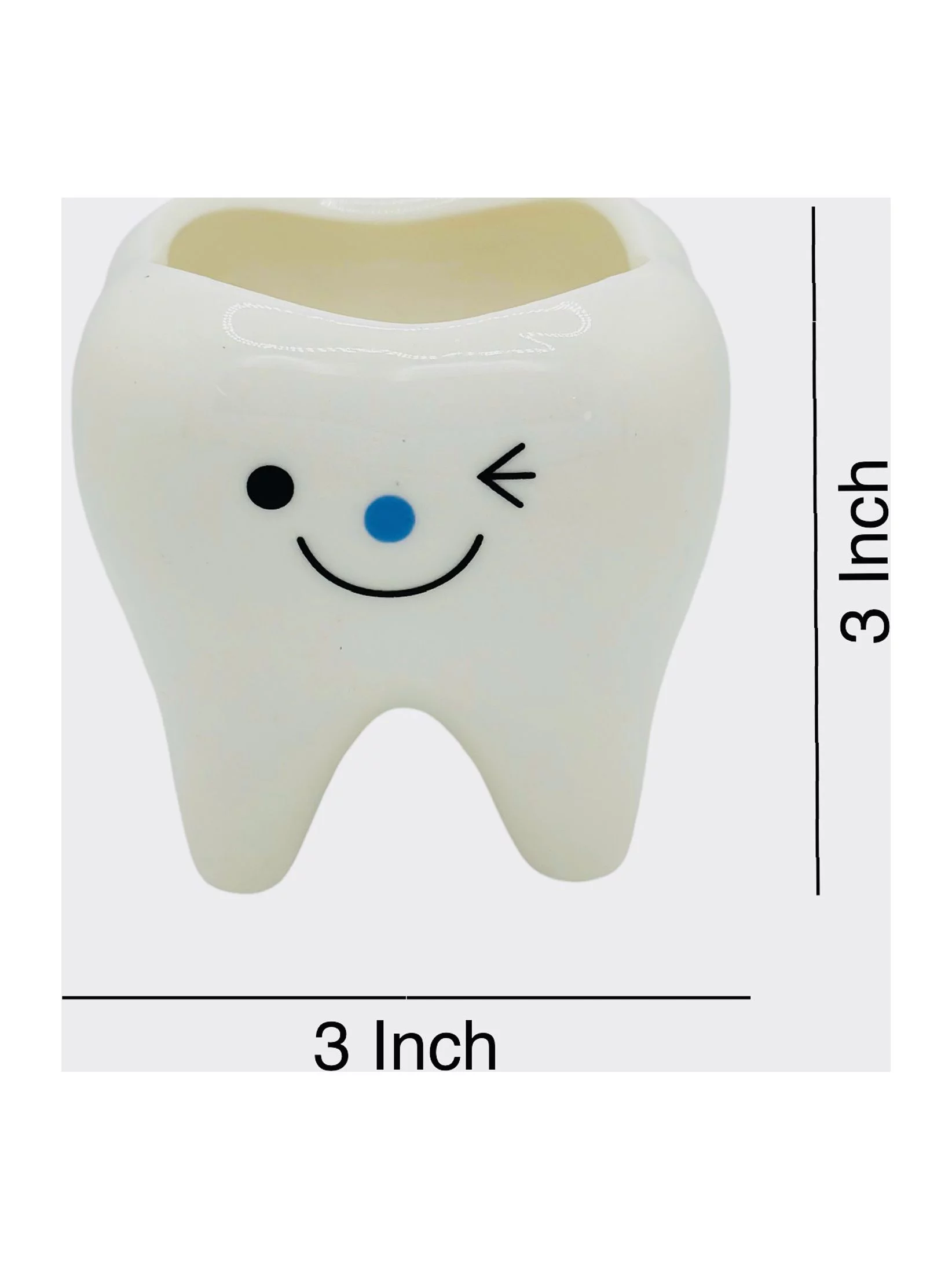 CZ Grain 1 Pot | 3 Inch | Small Succulent Ceramic Teeth Pot, Cute Home and Office Decor (Wink Face)
