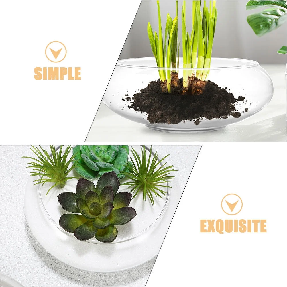 Jibingyi Glass Planter Pot Glass Succulents Pot Small Flowerpot Small Planter Container Clear Fish Bowl